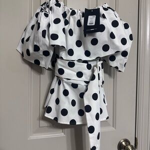Fashion Nova Black and White Polka Dot Blouse